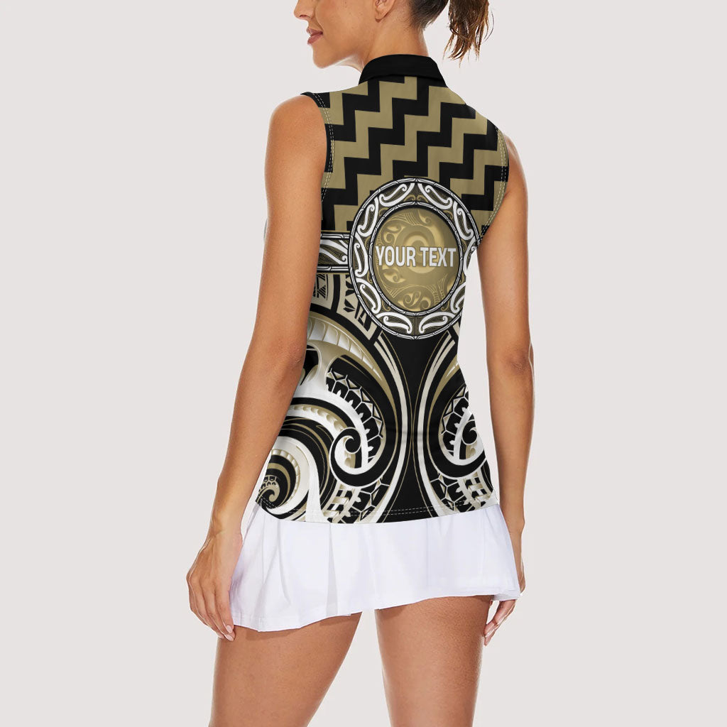 Aotearoa Waikato Tainui Personalised Women Sleeveless Polo Shirt Maori Iwi Poutama Puhoro Tattoo
