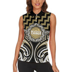 Aotearoa Waikato Tainui Personalised Women Sleeveless Polo Shirt Maori Iwi Poutama Puhoro Tattoo