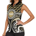 Aotearoa Waikato Tainui Personalised Women Sleeveless Polo Shirt Maori Iwi Poutama Puhoro Tattoo