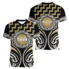 Aotearoa Waikato Tainui Personalised Women V-Neck T-Shirt Maori Iwi Poutama Puhoro Tattoo