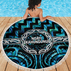 Aotearoa Ngati Kahungunu Beach Blanket Maori Iwi Poutama Puhoro Tattoo