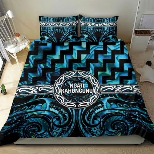Aotearoa Ngati Kahungunu Bedding Set Maori Iwi Poutama Puhoro Tattoo