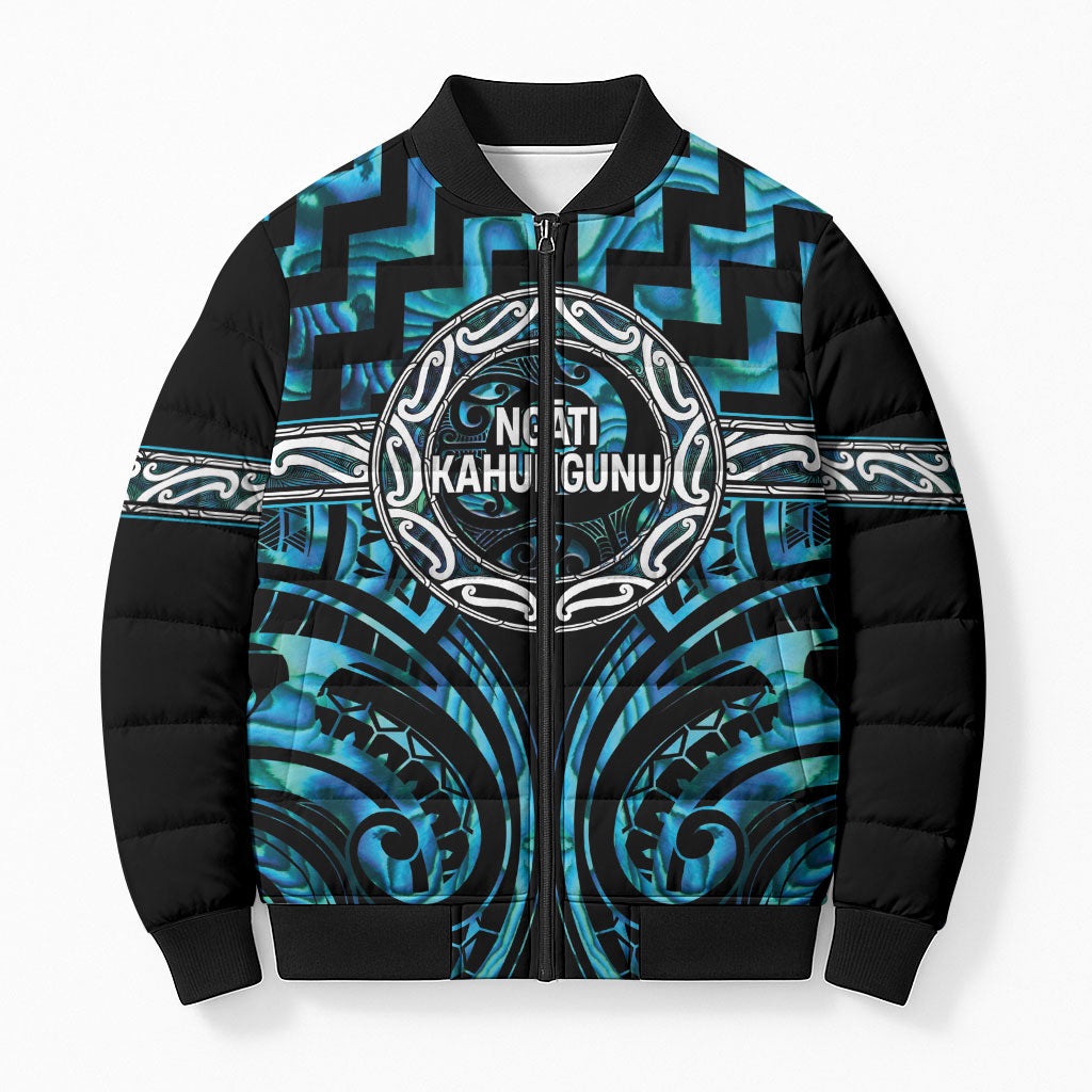Aotearoa Ngati Kahungunu Personalised Bomber Puffer Jacket Maori Iwi Poutama Puhoro Tattoo