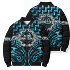 Aotearoa Ngati Kahungunu Personalised Bomber Puffer Jacket Maori Iwi Poutama Puhoro Tattoo