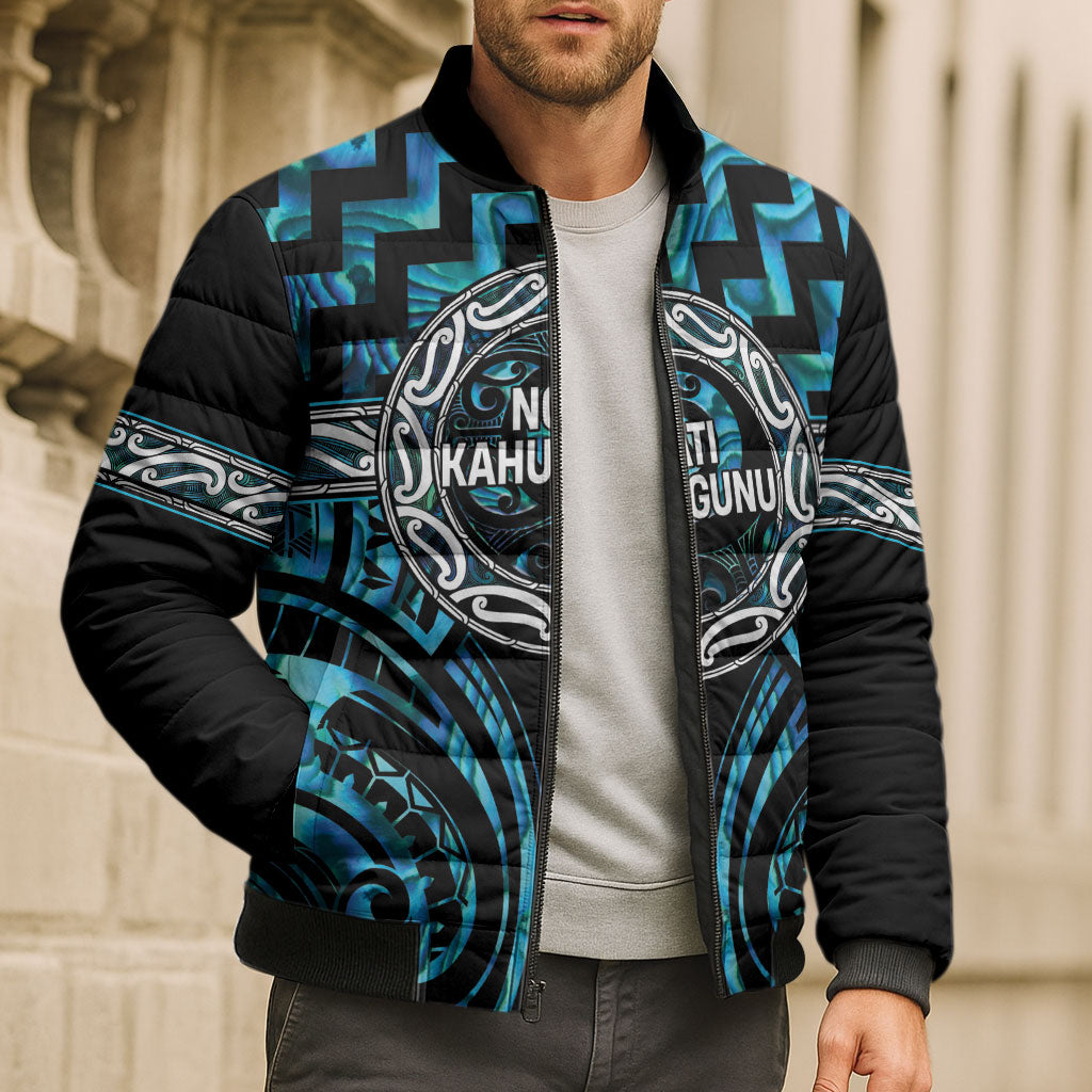 Aotearoa Ngati Kahungunu Personalised Bomber Puffer Jacket Maori Iwi Poutama Puhoro Tattoo