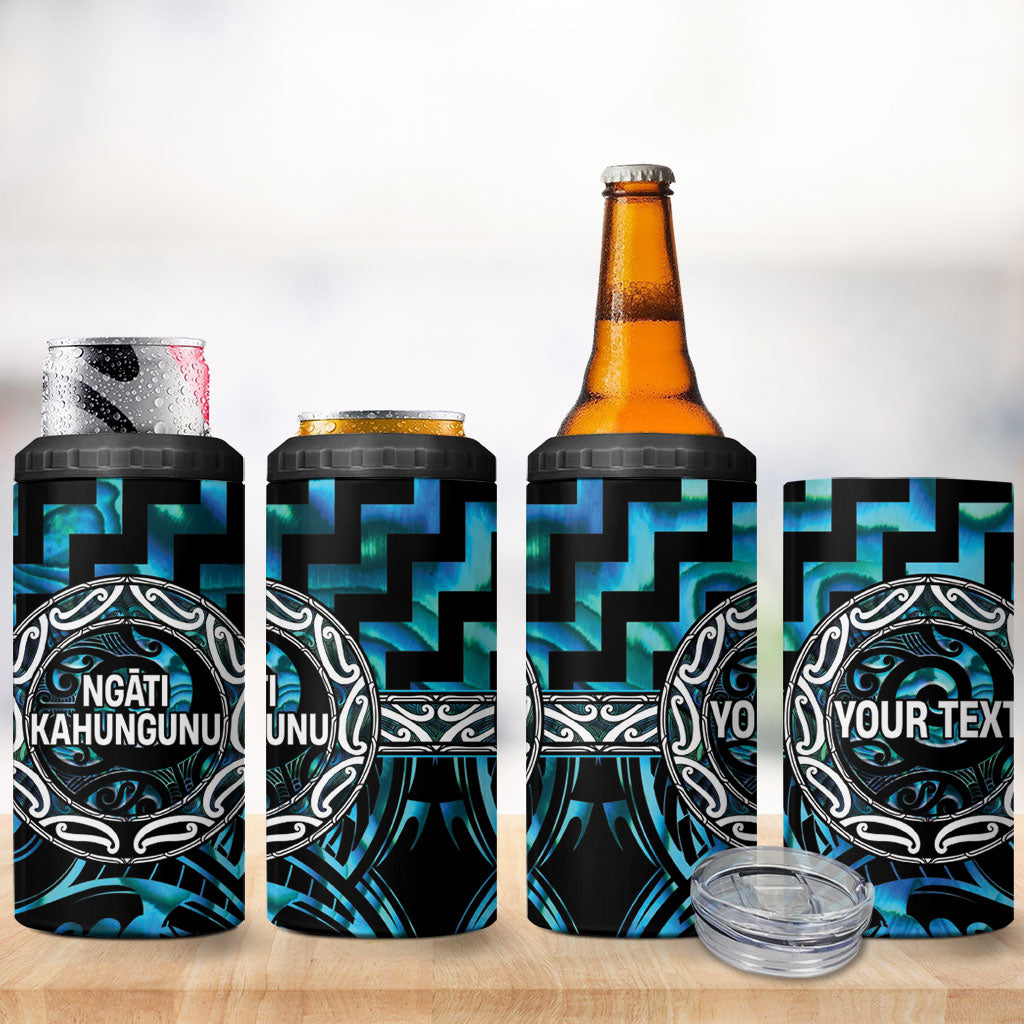 Aotearoa Ngati Kahungunu Personalised 4 in 1 Can Cooler Tumbler Maori Iwi Poutama Puhoro Tattoo