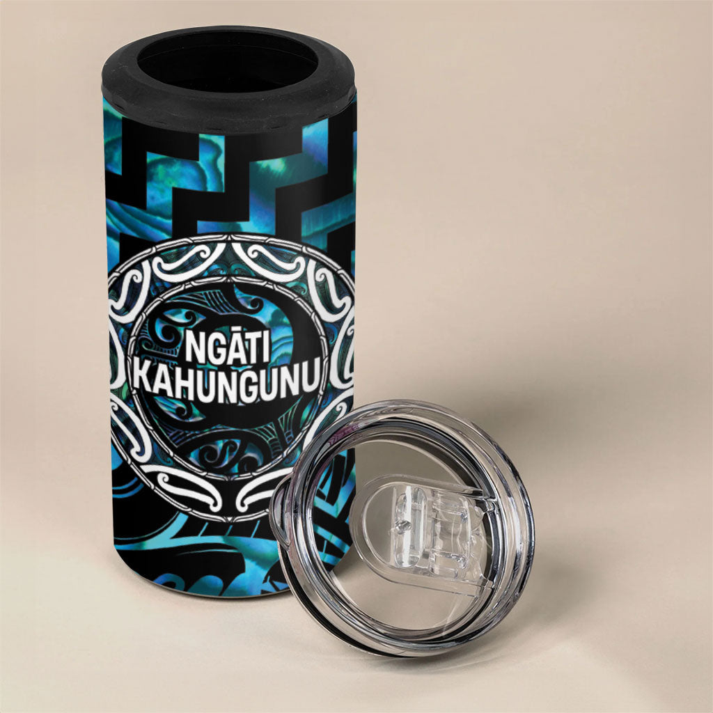 Aotearoa Ngati Kahungunu Personalised 4 in 1 Can Cooler Tumbler Maori Iwi Poutama Puhoro Tattoo