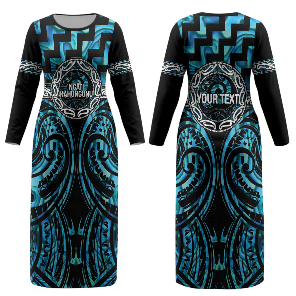 Aotearoa Ngati Kahungunu Personalised Couples Matching Long Sleeve Bodycon Dress and Long Sleeve Button Shirt Maori Iwi Poutama Puhoro Tattoo