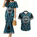 Aotearoa Ngati Kahungunu Personalised Couples Matching Mermaid Dress and Hawaiian Shirt Maori Iwi Poutama Puhoro Tattoo