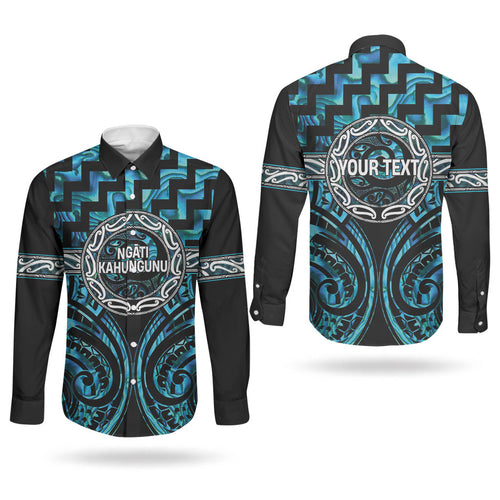 Aotearoa Ngati Kahungunu Personalised Couples Matching Mermaid Dress and Long Sleeve Button Shirt Maori Iwi Poutama Puhoro Tattoo