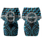 Aotearoa Ngati Kahungunu Personalised Couples Matching Off Shoulder Short Dress and Hawaiian Shirt Maori Iwi Poutama Puhoro Tattoo