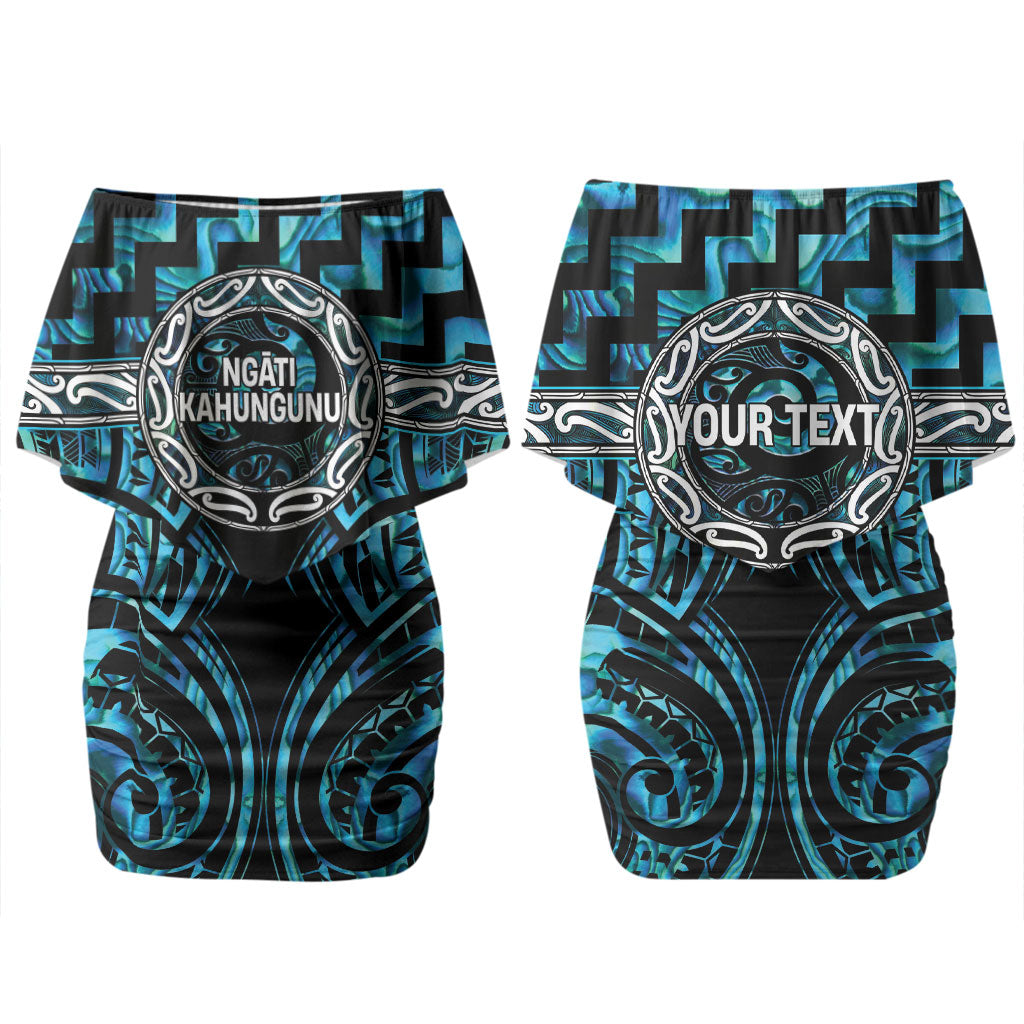 Aotearoa Ngati Kahungunu Personalised Couples Matching Off Shoulder Short Dress and Hawaiian Shirt Maori Iwi Poutama Puhoro Tattoo