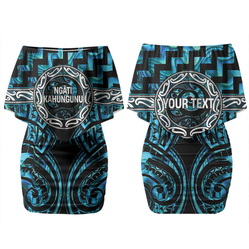 Aotearoa Ngati Kahungunu Personalised Couples Matching Off Shoulder Short Dress and Hawaiian Shirt Maori Iwi Poutama Puhoro Tattoo