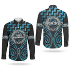 Aotearoa Ngati Kahungunu Personalised Couples Matching Off Shoulder Short Dress and Long Sleeve Button Shirt Maori Iwi Poutama Puhoro Tattoo