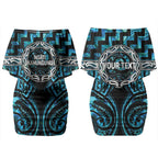 Aotearoa Ngati Kahungunu Personalised Couples Matching Off Shoulder Short Dress and Long Sleeve Button Shirt Maori Iwi Poutama Puhoro Tattoo