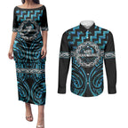 Aotearoa Ngati Kahungunu Personalised Couples Matching Puletasi and Long Sleeve Button Shirt Maori Iwi Poutama Puhoro Tattoo