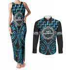 Aotearoa Ngati Kahungunu Personalised Couples Matching Tank Maxi Dress and Long Sleeve Button Shirt Maori Iwi Poutama Puhoro Tattoo