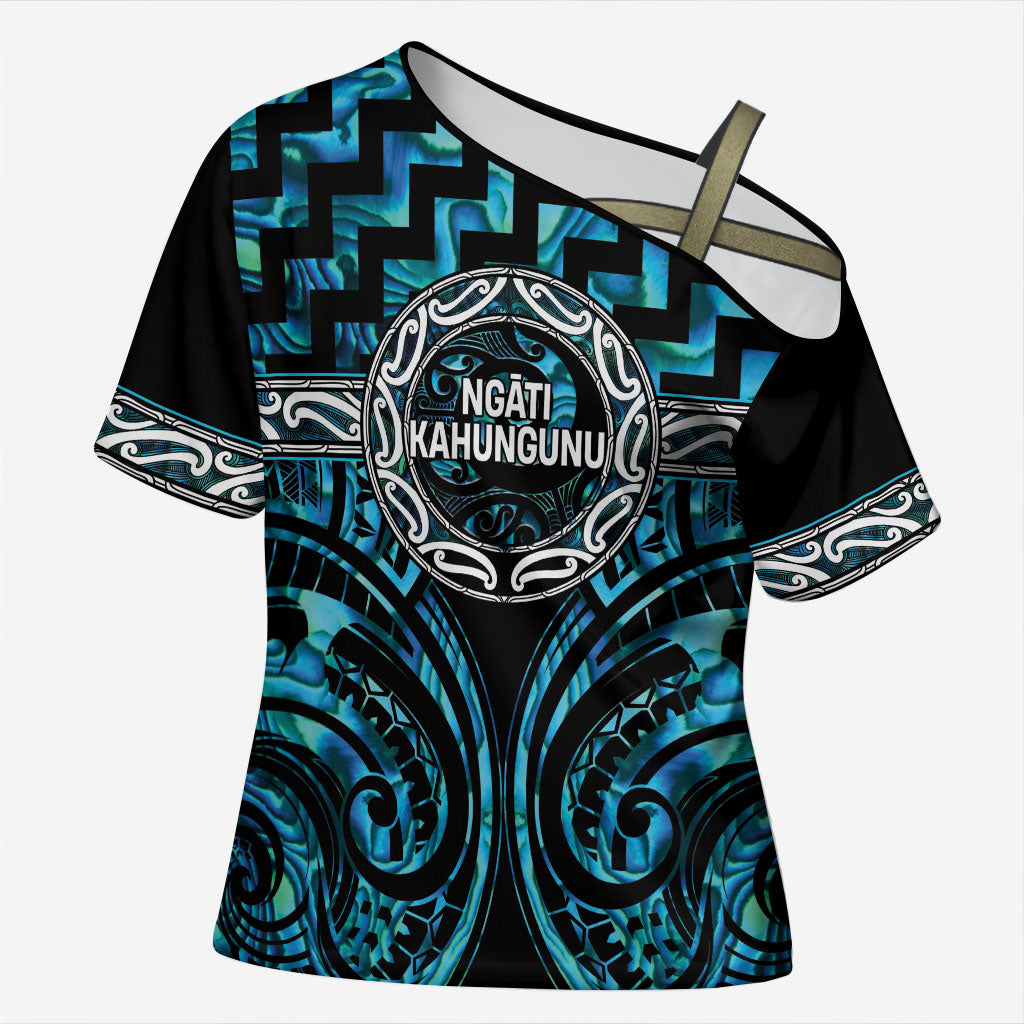 Aotearoa Ngati Kahungunu Personalised Cross Shoulder Shirt Maori Iwi Poutama Puhoro Tattoo