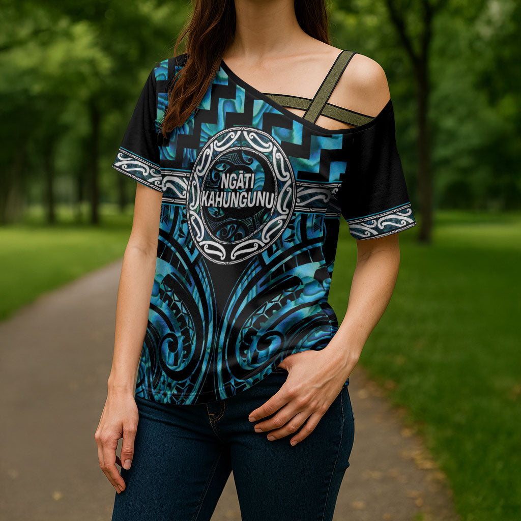 Aotearoa Ngati Kahungunu Personalised Cross Shoulder Shirt Maori Iwi Poutama Puhoro Tattoo