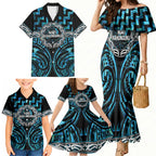 Aotearoa Ngati Kahungunu Personalised Family Matching Mermaid Dress and Hawaiian Shirt Maori Iwi Poutama Puhoro Tattoo