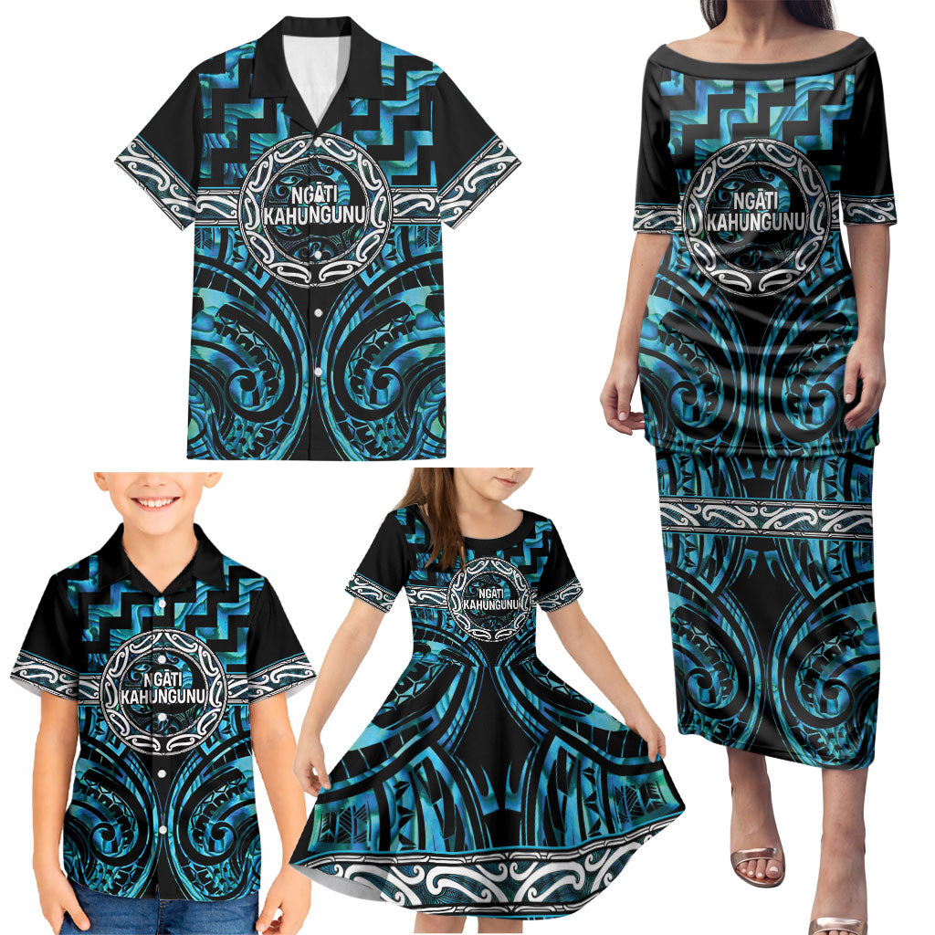 Aotearoa Ngati Kahungunu Personalised Family Matching Puletasi and Hawaiian Shirt Maori Iwi Poutama Puhoro Tattoo