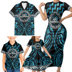 Aotearoa Ngati Kahungunu Personalised Family Matching Short Sleeve Bodycon Dress and Hawaiian Shirt Maori Iwi Poutama Puhoro Tattoo