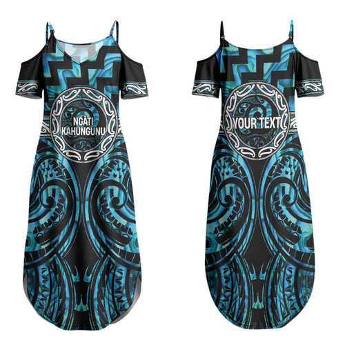 Aotearoa Ngati Kahungunu Personalised Family Matching Summer Maxi Dress and Hawaiian Shirt Maori Iwi Poutama Puhoro Tattoo