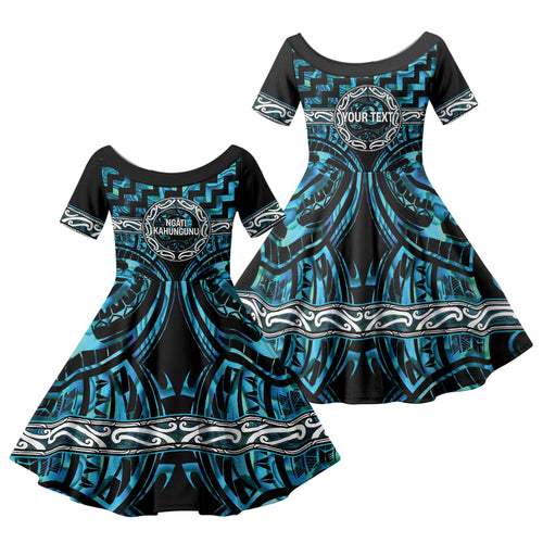 Aotearoa Ngati Kahungunu Personalised Family Matching Summer Maxi Dress and Hawaiian Shirt Maori Iwi Poutama Puhoro Tattoo