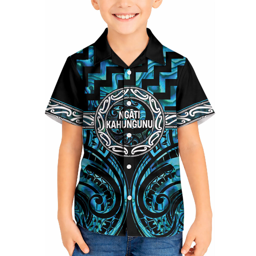Aotearoa Ngati Kahungunu Personalised Kid Hawaiian Shirt Maori Iwi Poutama Puhoro Tattoo