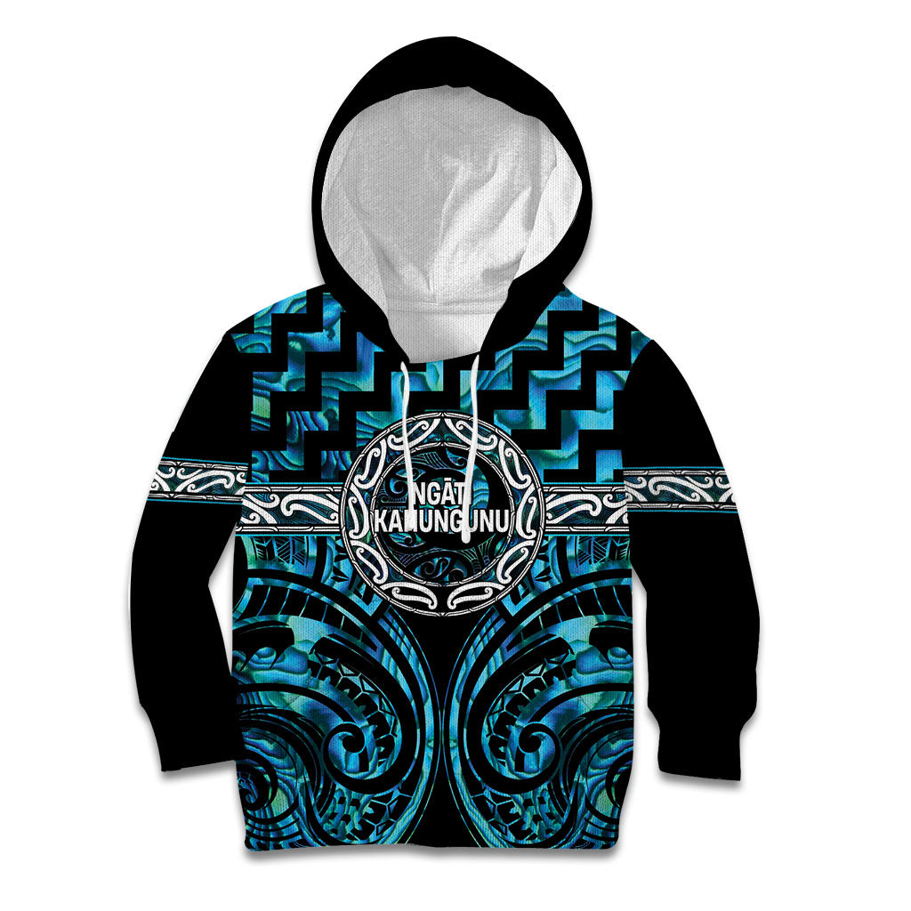Aotearoa Ngati Kahungunu Personalised Kid Hoodie Maori Iwi Poutama Puhoro Tattoo