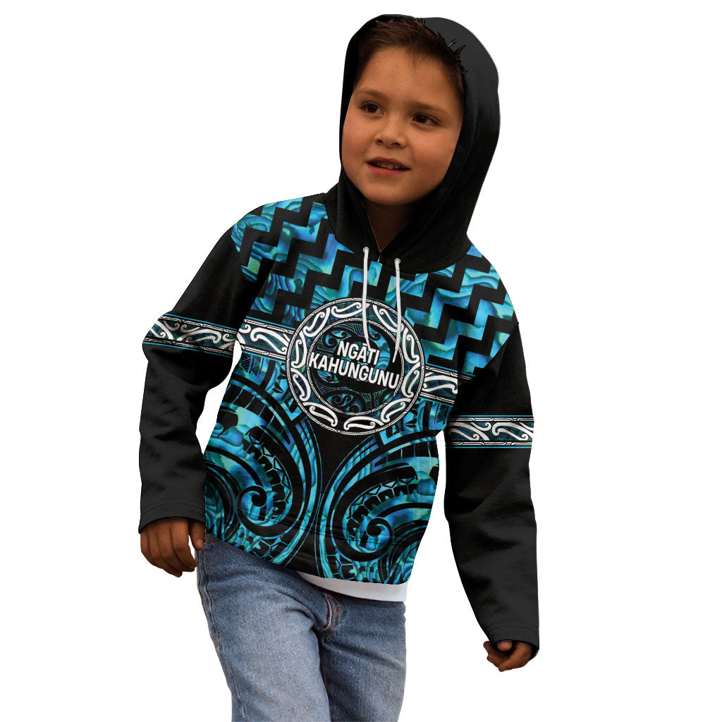 Aotearoa Ngati Kahungunu Personalised Kid Hoodie Maori Iwi Poutama Puhoro Tattoo