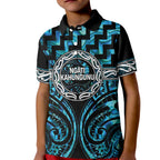 Aotearoa Ngati Kahungunu Personalised Kid Polo Shirt Maori Iwi Poutama Puhoro Tattoo