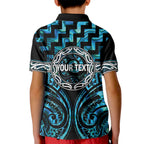 Aotearoa Ngati Kahungunu Personalised Kid Polo Shirt Maori Iwi Poutama Puhoro Tattoo