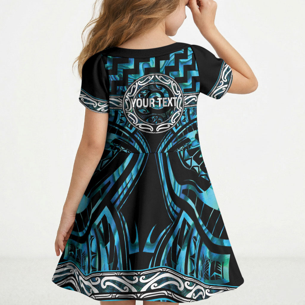 Aotearoa Ngati Kahungunu Personalised Kid Short Sleeve Dress Maori Iwi Poutama Puhoro Tattoo
