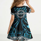 Aotearoa Ngati Kahungunu Personalised Kid Short Sleeve Dress Maori Iwi Poutama Puhoro Tattoo