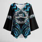 Aotearoa Ngati Kahungunu Personalised Kimono Sleeve Blouse Maori Iwi Poutama Puhoro Tattoo