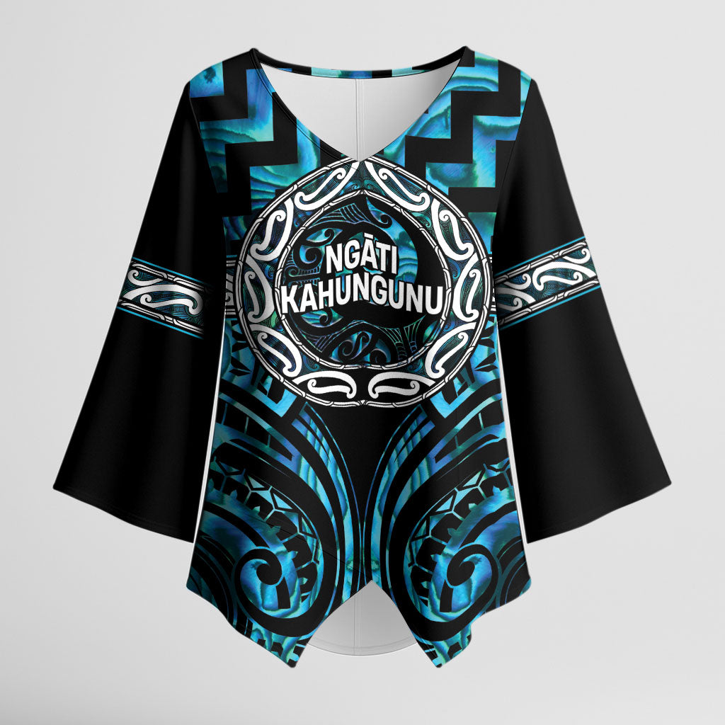 Aotearoa Ngati Kahungunu Personalised Kimono Sleeve Blouse Maori Iwi Poutama Puhoro Tattoo