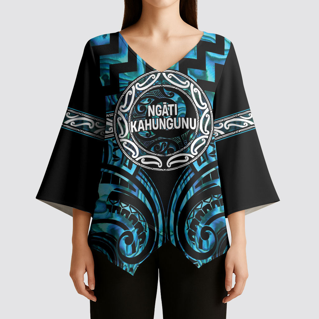Aotearoa Ngati Kahungunu Personalised Kimono Sleeve Blouse Maori Iwi Poutama Puhoro Tattoo