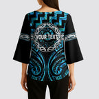 Aotearoa Ngati Kahungunu Personalised Kimono Sleeve Blouse Maori Iwi Poutama Puhoro Tattoo