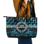 Aotearoa Ngati Kahungunu Leather Tote Bag Maori Iwi Poutama Puhoro Tattoo