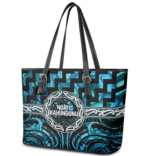 Aotearoa Ngati Kahungunu Leather Tote Bag Maori Iwi Poutama Puhoro Tattoo