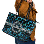 Aotearoa Ngati Kahungunu Leather Tote Bag Maori Iwi Poutama Puhoro Tattoo