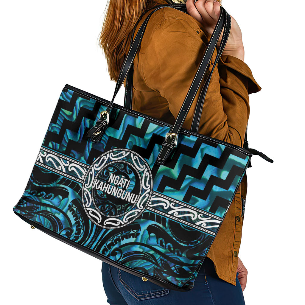 Aotearoa Ngati Kahungunu Leather Tote Bag Maori Iwi Poutama Puhoro Tattoo