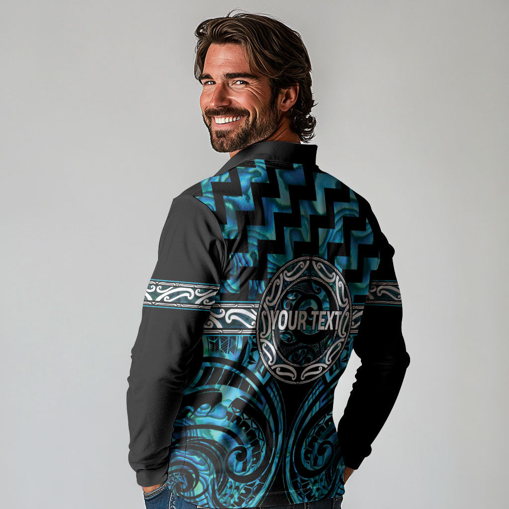Aotearoa Ngati Kahungunu Personalised Long Sleeve Polo Shirt Maori Iwi Poutama Puhoro Tattoo