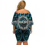 Aotearoa Ngati Kahungunu Personalised Off Shoulder Short Dress Maori Iwi Poutama Puhoro Tattoo