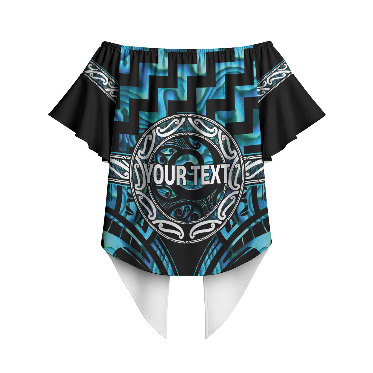 Aotearoa Ngati Kahungunu Personalised Off Shoulder Wrap Waist Top Maori Iwi Poutama Puhoro Tattoo