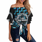 Aotearoa Ngati Kahungunu Personalised Off Shoulder Wrap Waist Top Maori Iwi Poutama Puhoro Tattoo