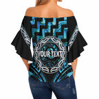 Aotearoa Ngati Kahungunu Personalised Off Shoulder Wrap Waist Top Maori Iwi Poutama Puhoro Tattoo