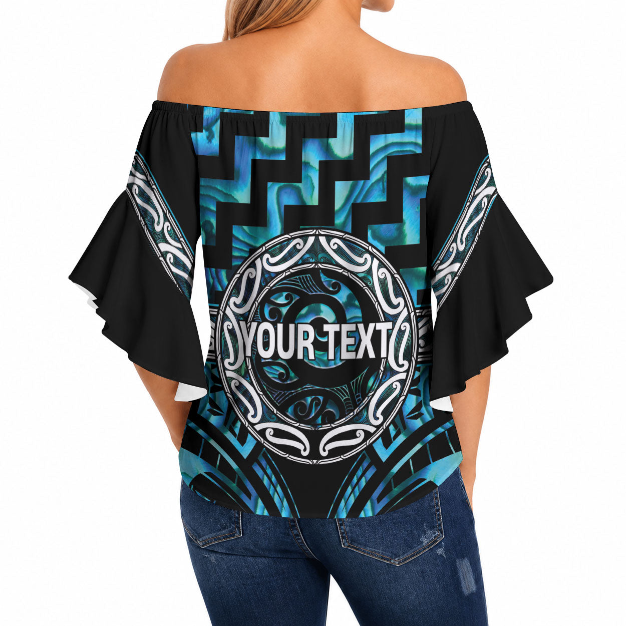 Aotearoa Ngati Kahungunu Personalised Off Shoulder Wrap Waist Top Maori Iwi Poutama Puhoro Tattoo