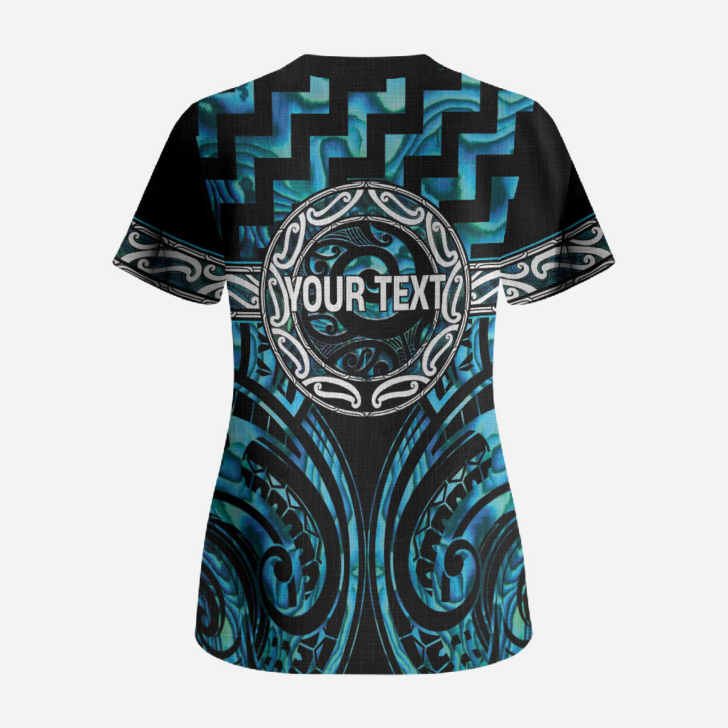 Aotearoa Ngati Kahungunu Personalised Scrub Top Maori Iwi Poutama Puhoro Tattoo